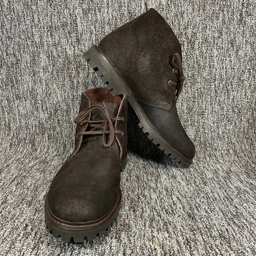 Allen Edmonds Dark Brown Suede Chukka Boots Lug Sole Mens 11 E Wide 8137